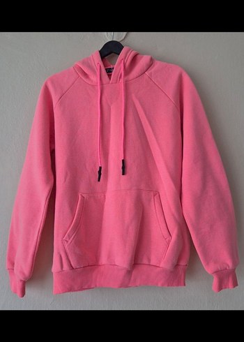 Fosforlu Pembe Renkli Kapüşonlu Sweatshirt - Görsel 2