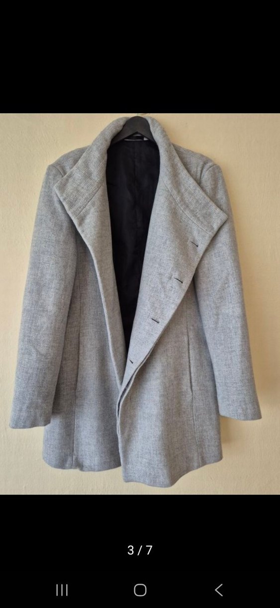 Gri Erkek Kaşe Kaban - Görsel 3