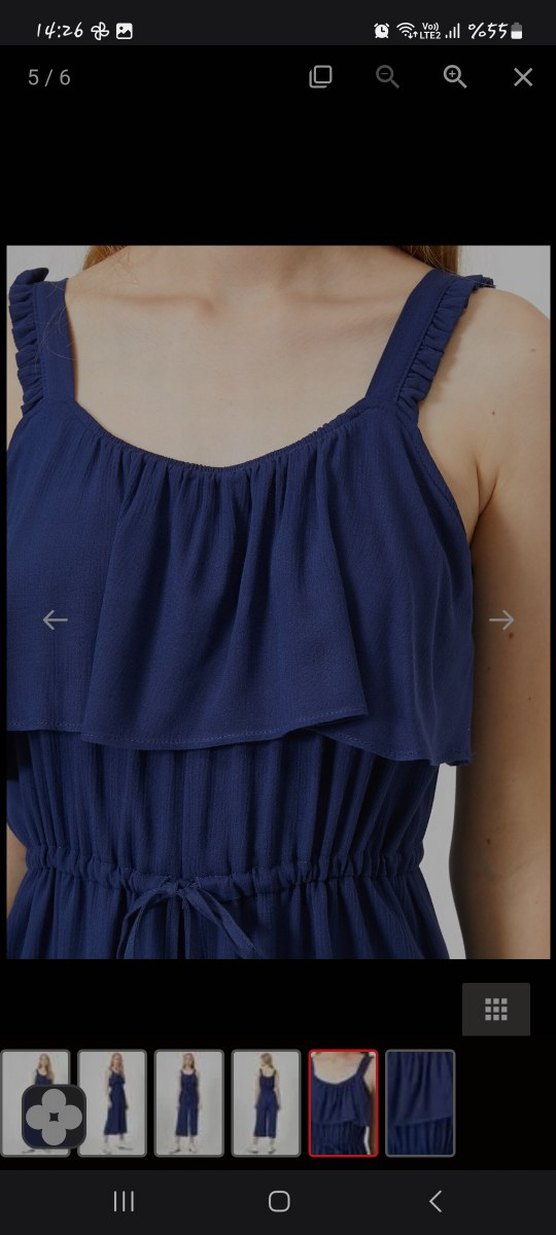 Lacivert Fırfırlı Tulum - Görsel 4