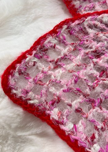 Pembe Bohem Örgü Kadın Hırka - Görsel 5