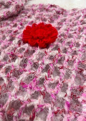 Pembe Bohem Örgü Kadın Hırka - Görsel 12