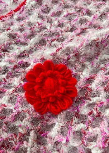 Pembe Bohem Örgü Kadın Hırka - Görsel 4