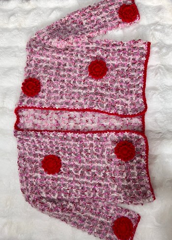 Pembe Bohem Örgü Kadın Hırka - Görsel 15