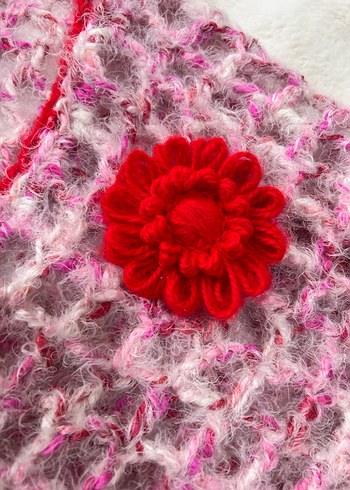 Pembe Bohem Örgü Kadın Hırka - Görsel 3