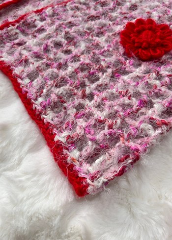 Pembe Bohem Örgü Kadın Hırka - Görsel 8