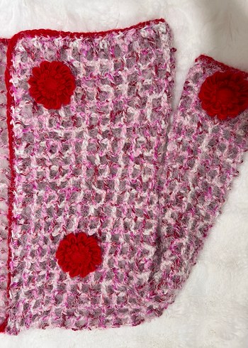 Pembe Bohem Örgü Kadın Hırka - Görsel 6