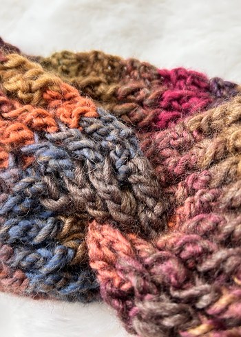 Renkli Kadın Örgü Yün saç bandı - Görsel 12