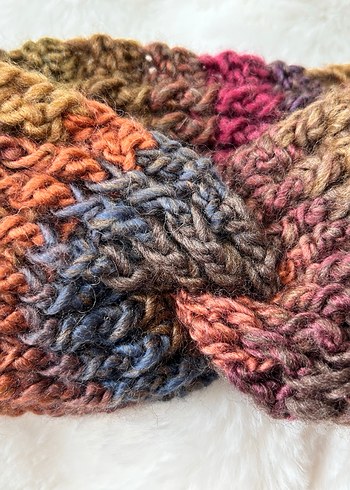 Renkli Kadın Örgü Yün saç bandı - Görsel 11