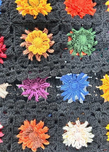 Çok Renkli Örgü Bohem Hırka 3 boyutlu çiçek motifli - Görsel 17