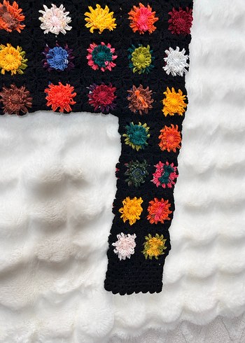 Çok Renkli Örgü Bohem Hırka 3 boyutlu çiçek motifli - Görsel 10