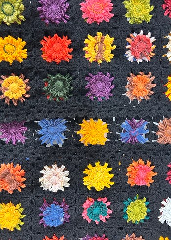 Çok Renkli Örgü Bohem Hırka 3 boyutlu çiçek motifli - Görsel 18