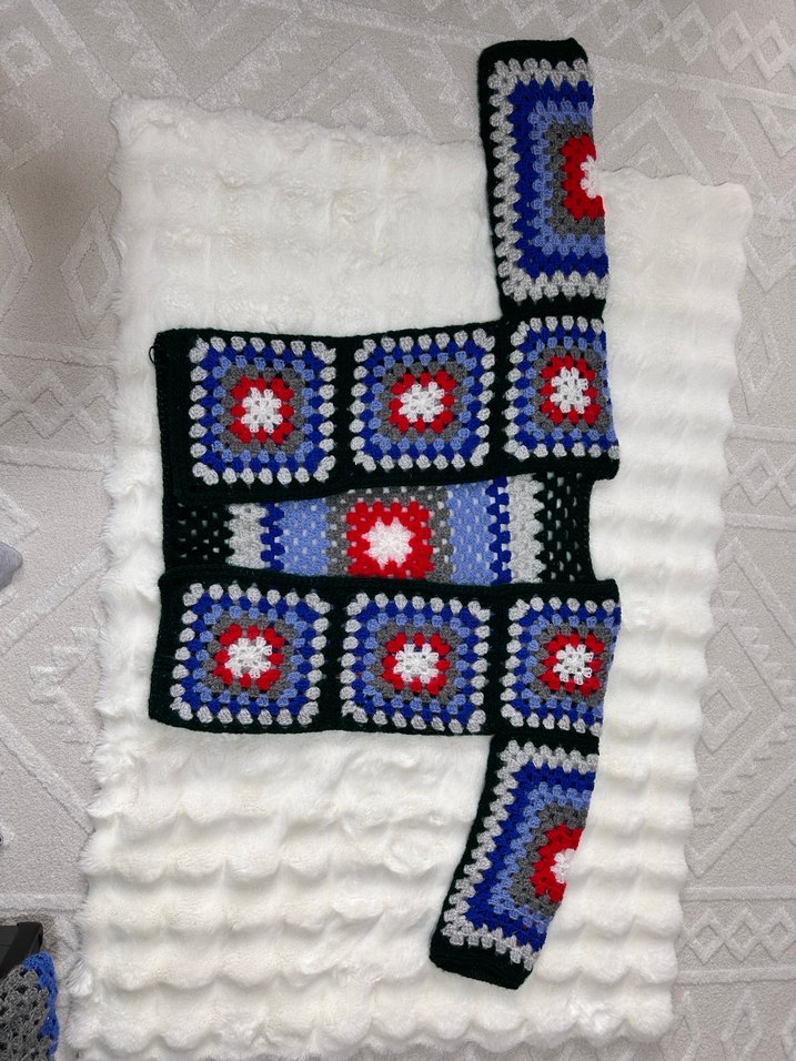 Bohem Çok Renkli Örgü Hırka - Görsel 2