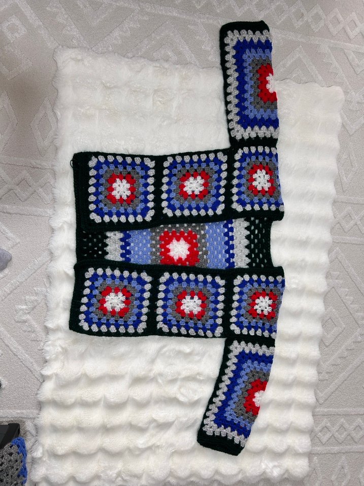 Bohem Çok Renkli Örgü Hırka - Görsel 3