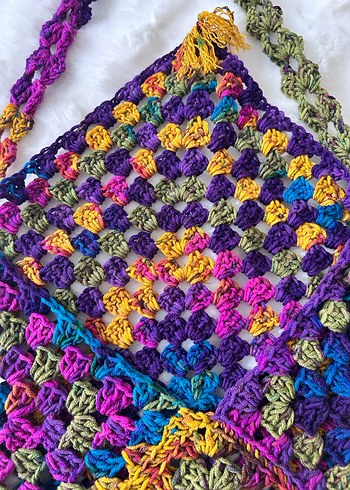 Renkli Örgü Bohem Kadın Çanta - Görsel 2