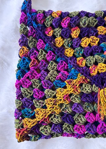 Renkli Örgü Bohem Kadın Çanta - Görsel 6