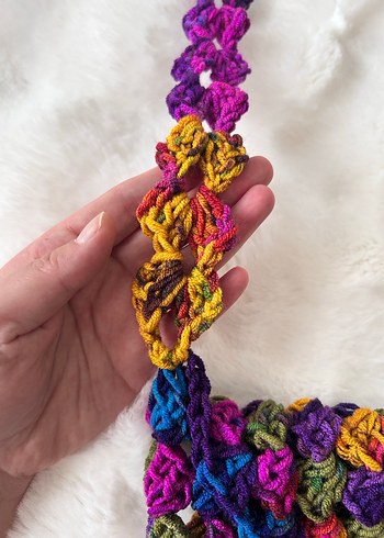 Renkli Örgü Bohem Kadın Çanta - Görsel 4