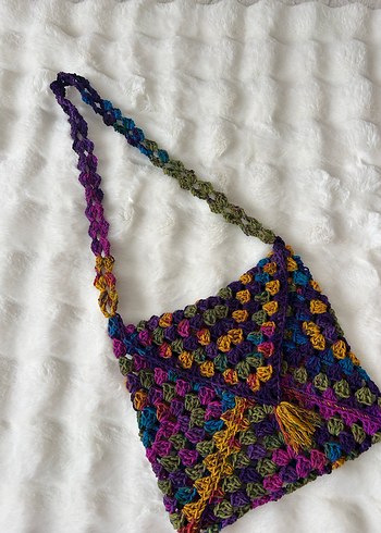 Renkli Örgü Bohem Kadın Çanta - Görsel 9