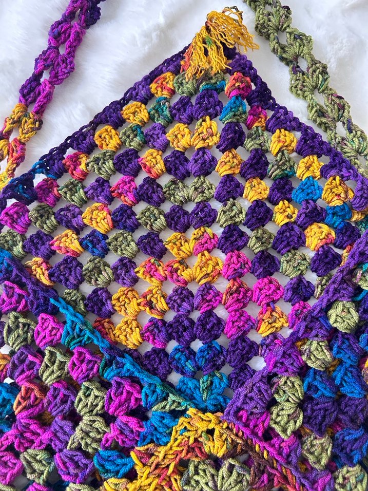 Renkli Örgü Bohem Kadın Çanta - Görsel 2