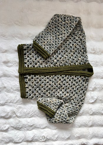 Bohem yeşil Uzun Kollu hırka - Görsel 4