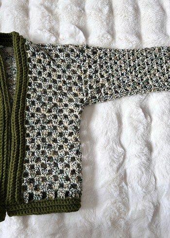 Bohem yeşil Uzun Kollu hırka - Görsel 8