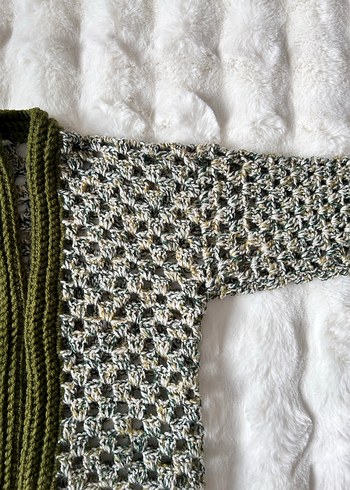 Bohem yeşil Uzun Kollu hırka - Görsel 7