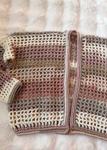 Bej Pudra Triko Kadın Hırka - Görsel 3