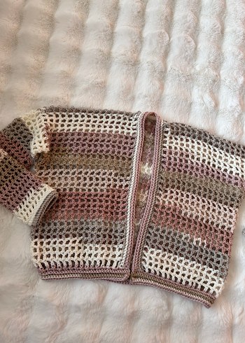 Bej Pudra Triko Kadın Hırka - Görsel 4