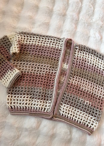 Bej Pudra Triko Kadın Hırka - Görsel 5