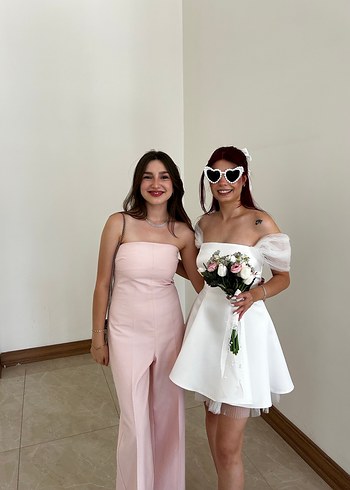 Zara Pembe Straplez Kadın Uzun Tulum - Görsel 2