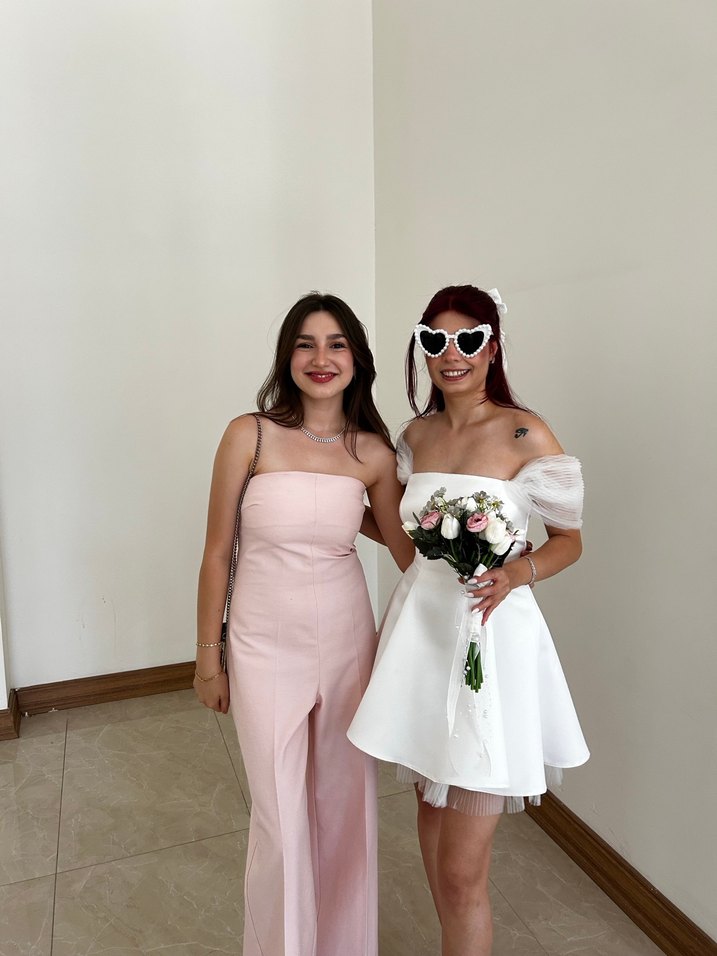 Zara Pembe Straplez Kadın Uzun Tulum - Görsel 2