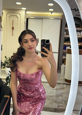 Urban muse pembe Straplez Elbise - Görsel 3