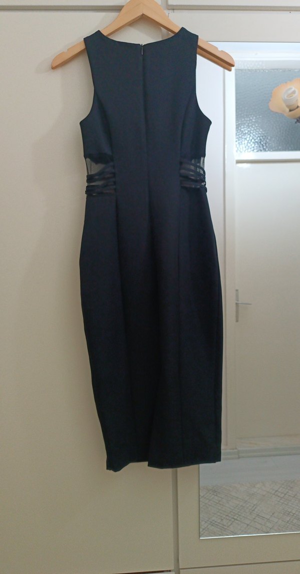 Siyah Kolsuz Midi  Elbise - Görsel 3