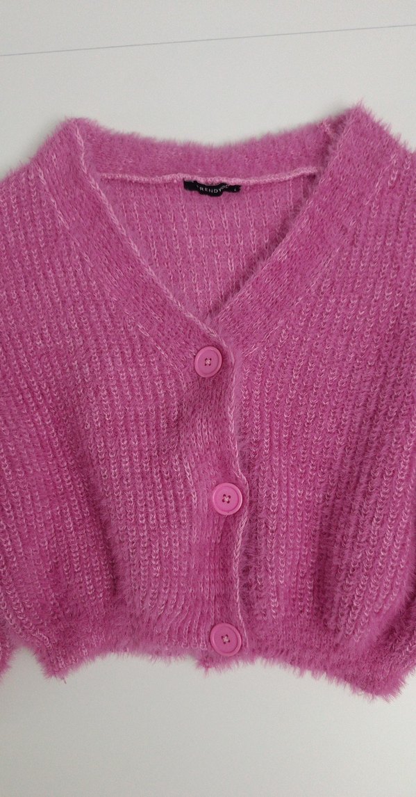 Pembe Crop Hırka - Görsel 2