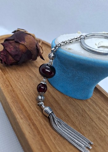 DOĞAL TAŞLI GÜMÜŞ ANAHTARLIK - Görsel 3