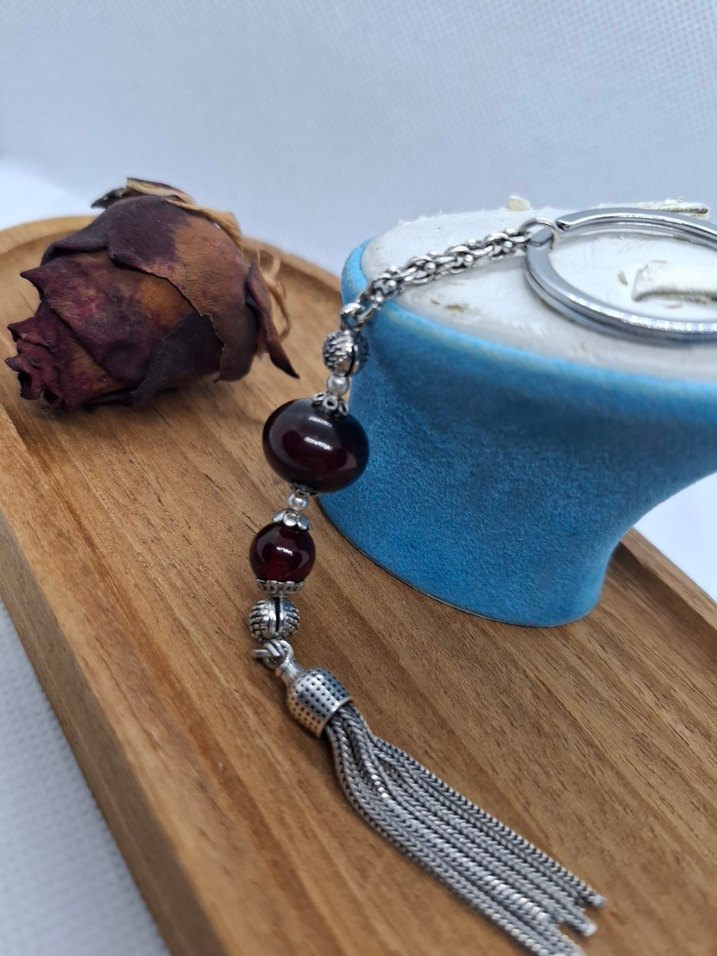 DOĞAL TAŞLI GÜMÜŞ ANAHTARLIK - Görsel 3