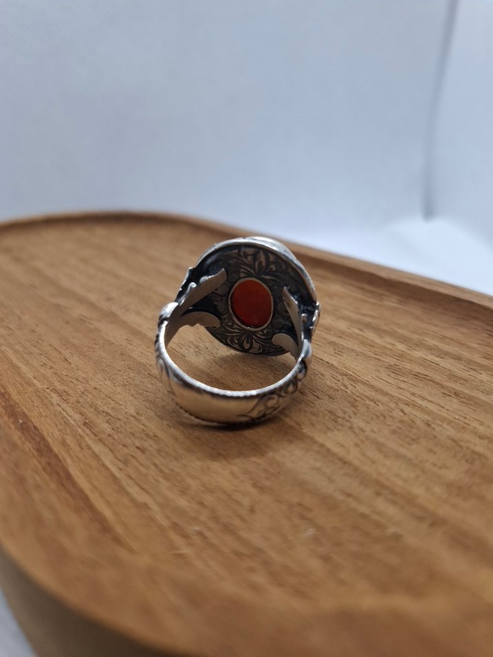 YEMEN AKİK TAŞLI GÜMÜŞ YÜZÜK - Görsel 2