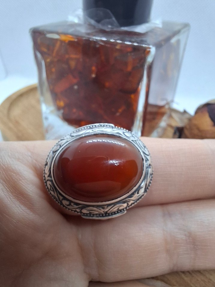 YEMEN AKİK TAŞLI GÜMÜŞ YÜZÜK - Görsel 4