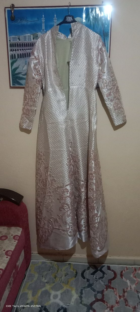 Uzun İnci zımbalı abiye - Görsel 3