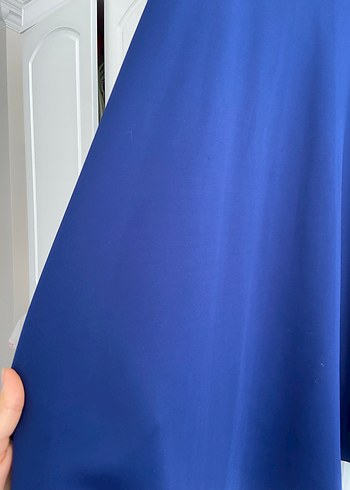 Mavi Drapeli Uzun scuba Kadın Etek - Görsel 2