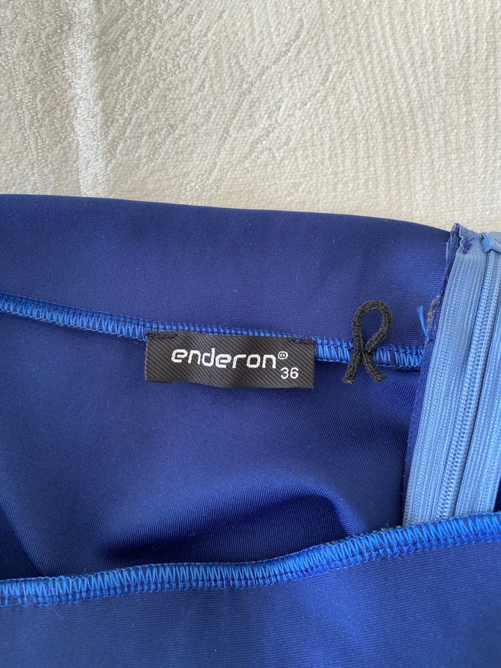 Mavi Drapeli Uzun scuba Kadın Etek - Görsel 3