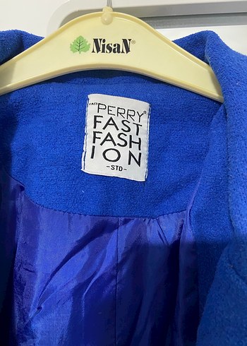 Düğmeli Mavi Midi Kadın Kaban - Görsel 2