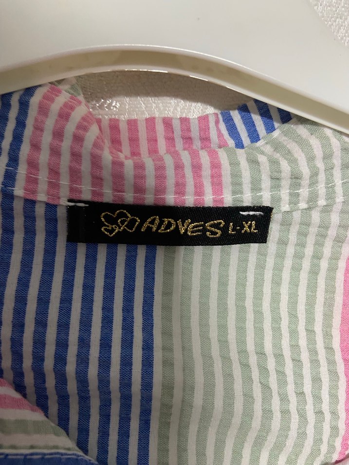 Çizgili, Düğmeli, Uzun Kollu Kadın Gömlek - Görsel 2