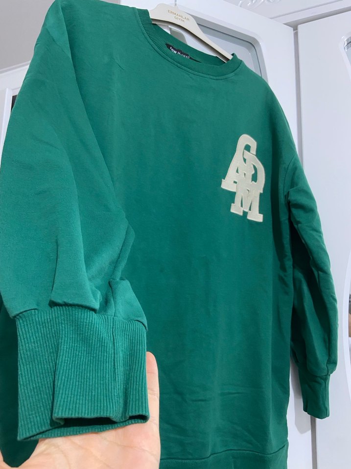 Kadın Yeşil Baskılı Oversize Sweatshirt - Görsel 3