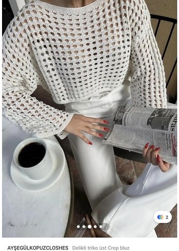Trendyol & Milla Delikli Beyaz Triko Crop Bluz