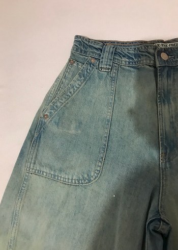 l Beden mavi Renk Mavi Loose Fit Midi Kot Pantolon