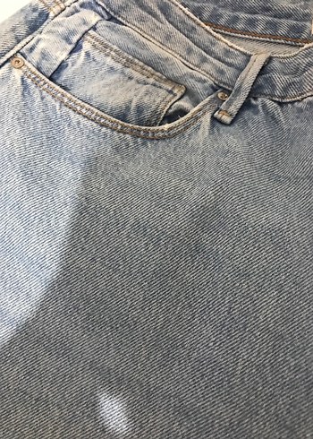 l Beden mavi Renk Kadın Mavi Midi Denim Bol Kesim Jean