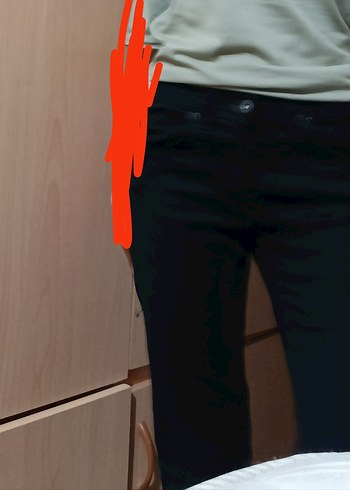 Düğmeli Siyah Kot Pantolon
