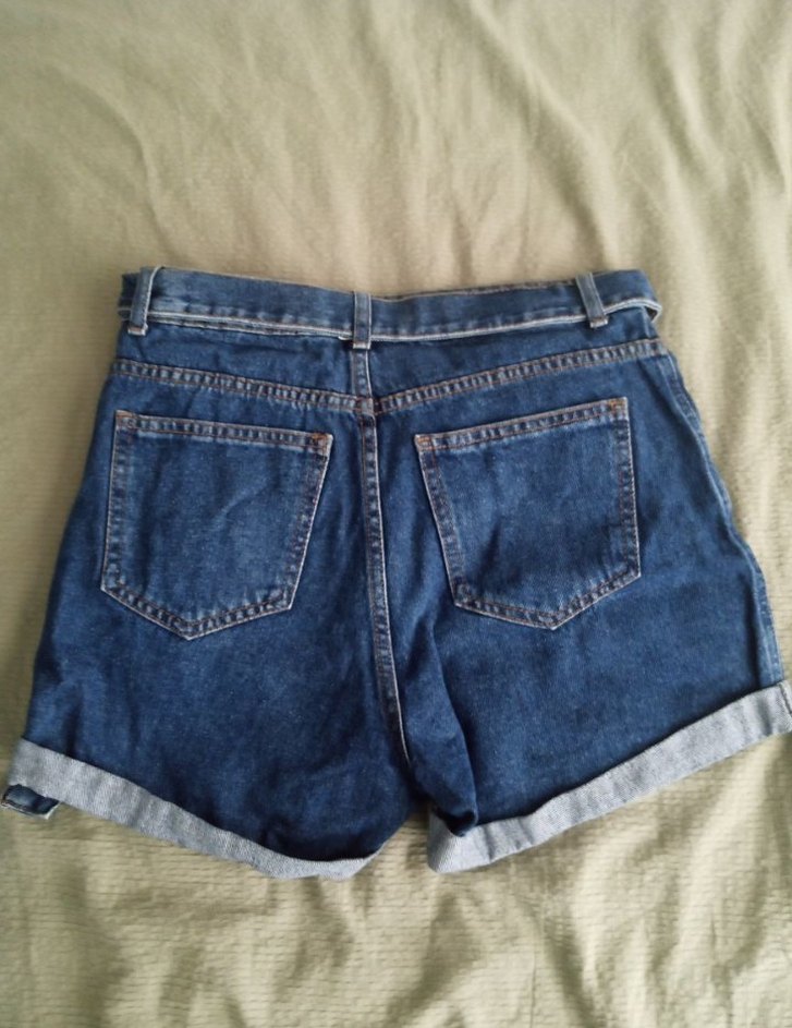 Kadın Kot Şort, Kemerli - Görsel 2