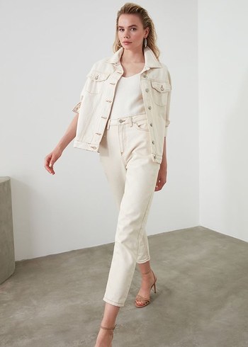 Trendyol & Milla Bej Regular Fit Kadın Midi Kot Pantolon