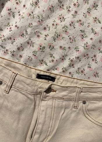 42 Beden beyaz Renk Bej Regular Fit Kadın Midi Kot Pantolon